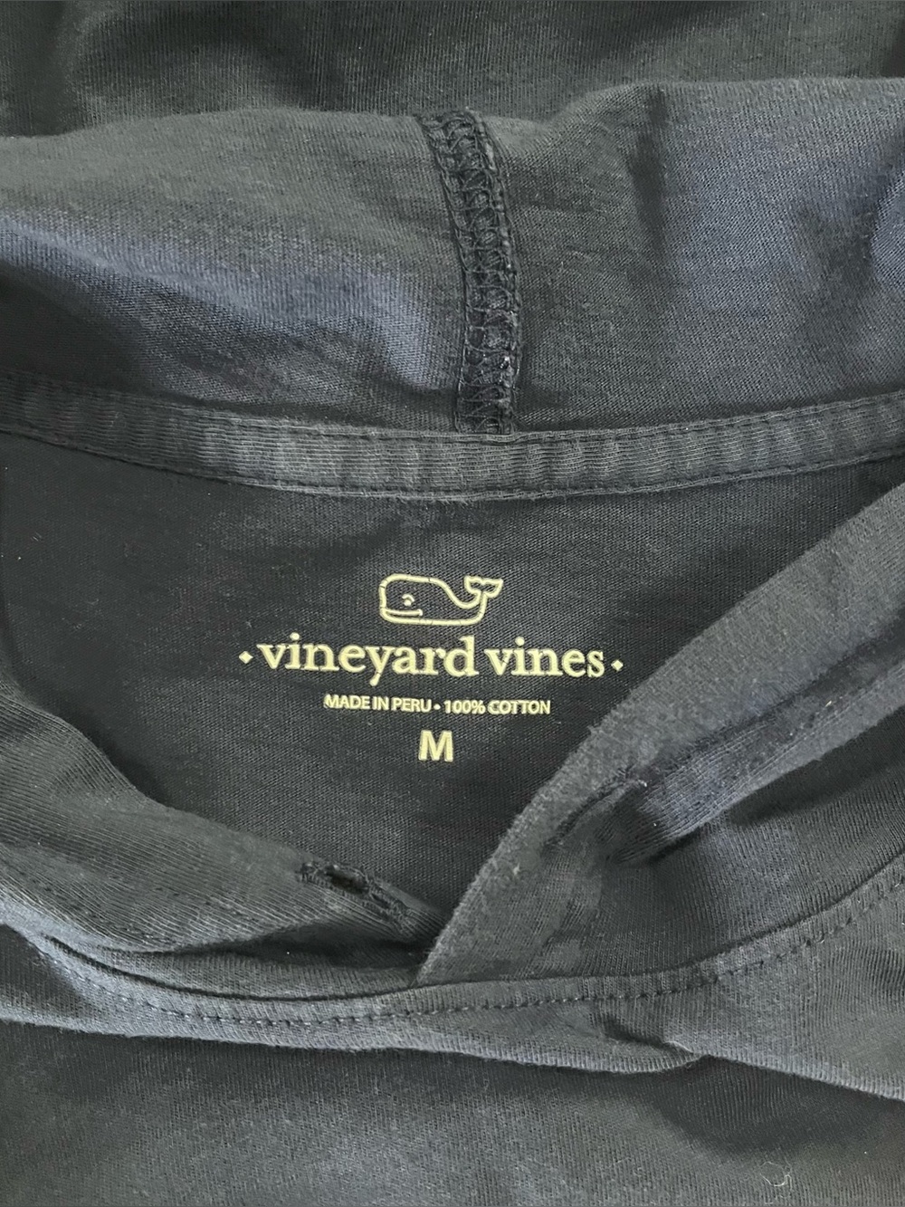 Vineyard Vines Navy Hooded Long Sleeve with Pink Logo and Sleeve Text - Picture 5 of 5